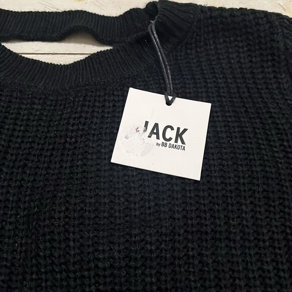 Jack by BB Dakota Black Loose Knit Sweater Open Back Split Top Small Long Sleeve - Picture 1 of 7
